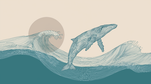 Papier peint baleine Illustration élégante d'une baleine sautant dans les vagues