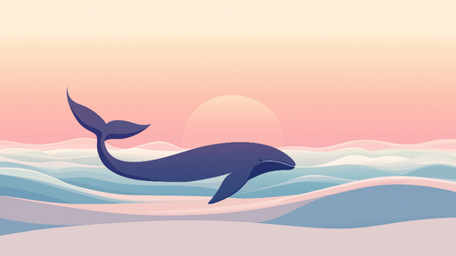 Papier peint baleine Illustration stylisée d'une baleine évoluant dans des vagues colorées