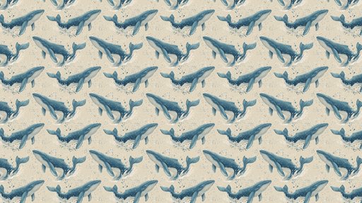 Papier peint baleine Motif de baleines majestueuses en mouvement sur fond sable