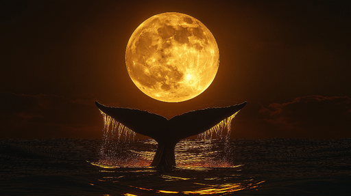 Papier peint baleine Ocean sous la pleine lune