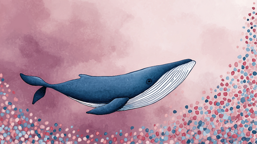 Papier peint baleine Une majestueuse baleine bleue flottant dans un océan de couleurs douces