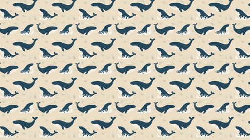 Papier peint baleines Motif ludique de baleines sur fond beige