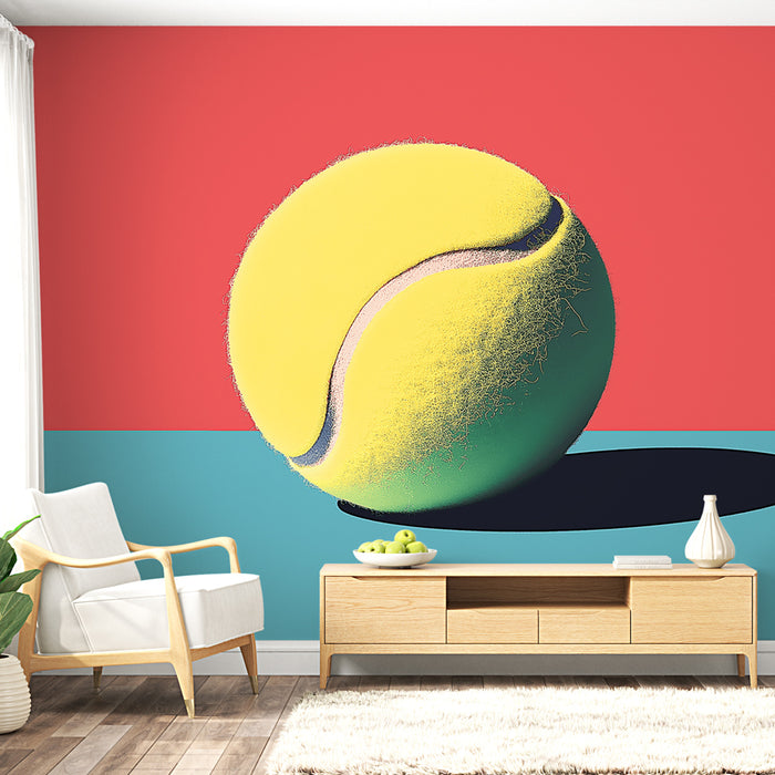 Papier peint balle de tennis vibrante | Design contemporain et couleurs éclatantes