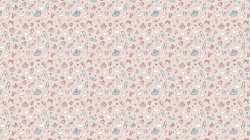 Papier peint ballerine Motifs délicats de ballerines, robes et cœurs sur fond rose