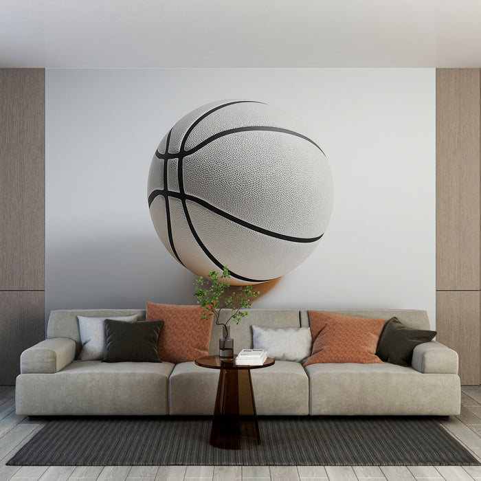 Papier peint ballon de basket | Ballon de sport blanc avec lignes noires