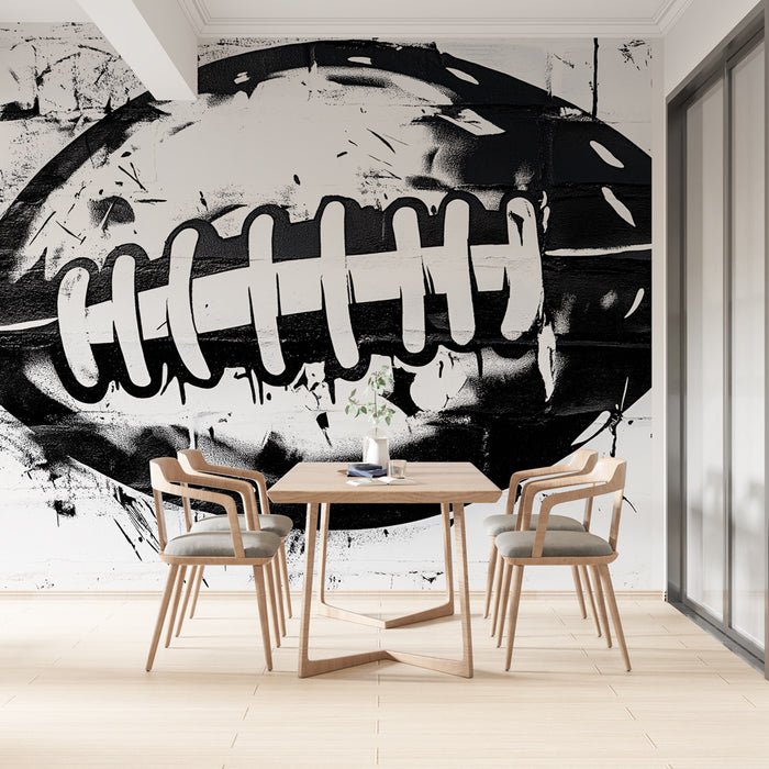 Papier peint ballon de football américain | Design graphique monochrome