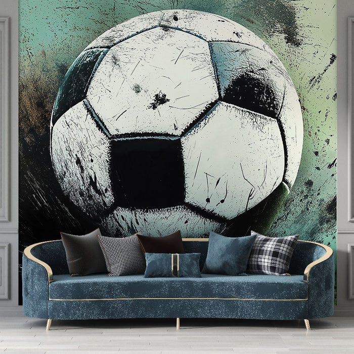 Papier peint ballon de football dynamique | Illustration artistique d'un ballon en mouvement