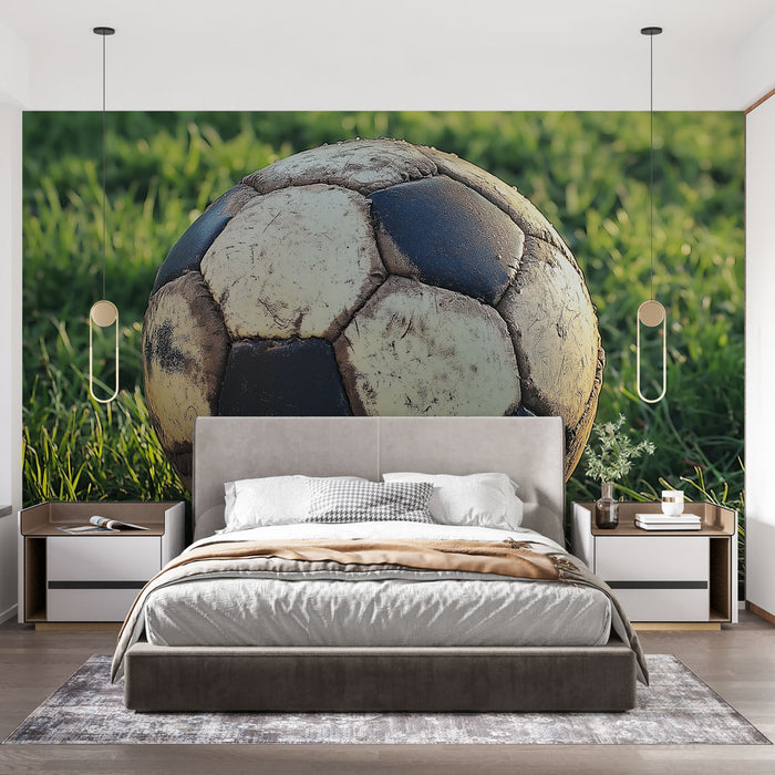 Papier peint ballon de football usé | Style vintage authentique