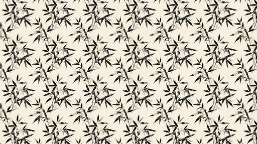 Papier peint bambou Motif de bambou noir sur fond crème