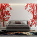 Papier peint bambou rouge avec motif élégant de bambous rouges sur fond blanc pour chambre moderne