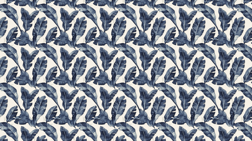 Papier peint bananier Feuilles de bananier en bleu marine sur fond clair