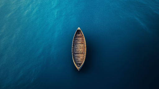 Papier peint bateau Barque en bois sur un fond aquatique apaisant