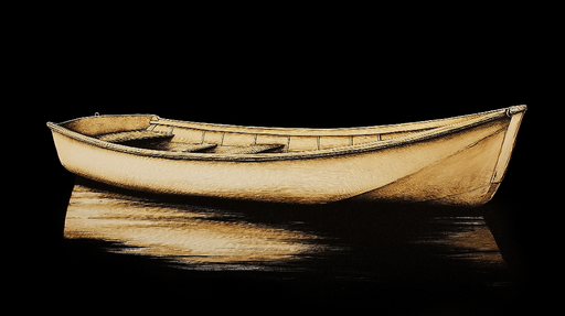 Papier peint bateau Bateau en bois flottant sur fond sombre