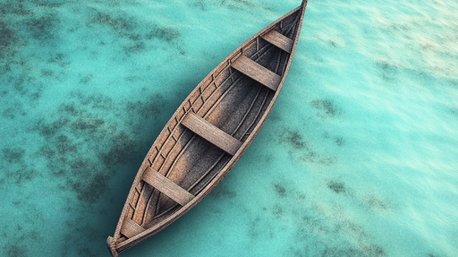 Papier peint bateau Douceur d'un bateau en bois sur eaux turquoise