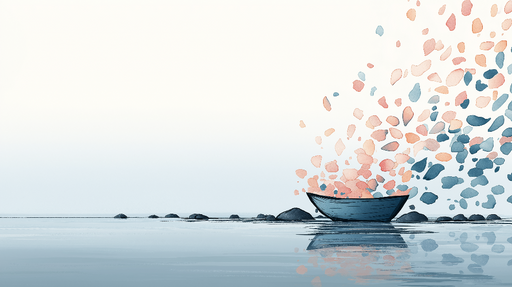 Papier peint bateau en décomposition Unissant calme et éclat de couleurs