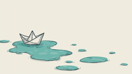 Papier peint bateau en papier Un doux motif illustré de bateau en origami sur un fond aquatique