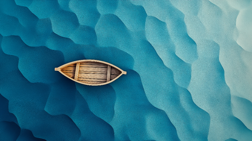 Papier peint bateau sur l'eau Une embarcation en bois sur des vagues apaisantes
