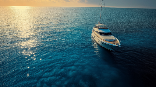 Papier peint bateau sur l'eau Yacht blanc à l'horizon dans une mer calme