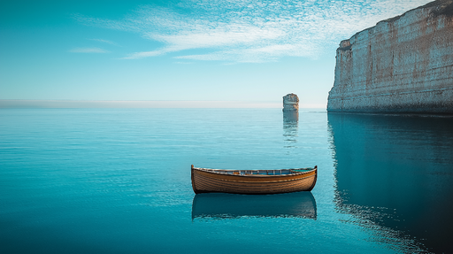 Papier peint bateau Un bateau au repos sur des eaux calmes
