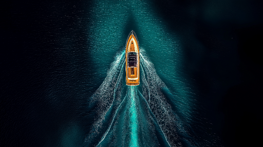 Papier peint bateau Une splendide vue aérienne d'un yacht sur des eaux turquoise