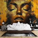 Papier peint artistique visage stylisé avec éclats dorés pour chambre moderne