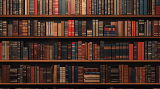 Papier peint bibliothèque Étagère de livres élégante avec des couvertures vintage