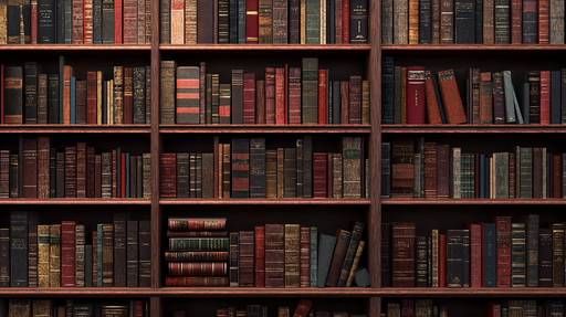 Papier peint bibliothèque Étagère remplie de livres anciens aux couvertures élégantes