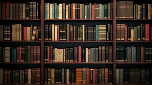 Papier peint bibliothèque Étagères chargées de livres anciens et colorés