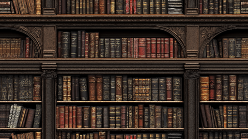 Papier peint bibliothèque Étagères en bois avec livres anciens