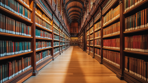 Papier peint bibliothèque Étagères en bois et livres anciens colorés