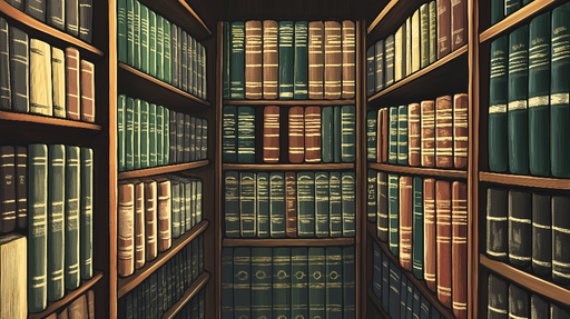 Papier peint bibliothèque Étagères remplies de livres aux couleurs riches