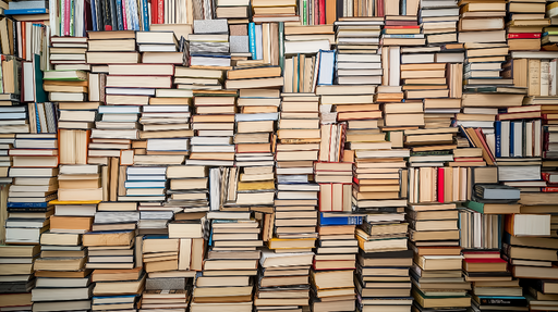 Papier peint bibliothèque Mur de livres en désordre