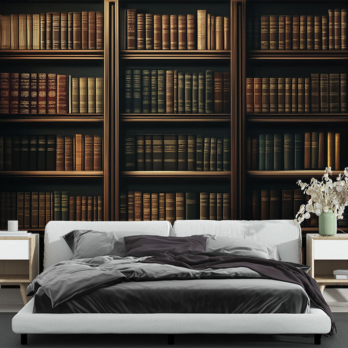 Papier peint bibliothèque | Mur élégant rempli de livres anciens
