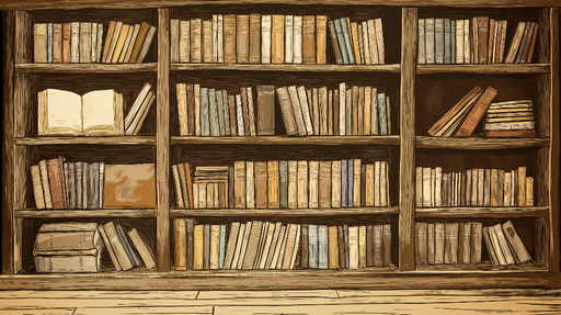 Papier peint bibliothèque vintage Étagères remplies de livres anciens