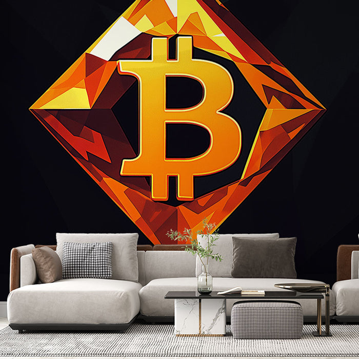 Papier peint bitcoin | Logo Bitcoin stylisé en forme de gemme orange