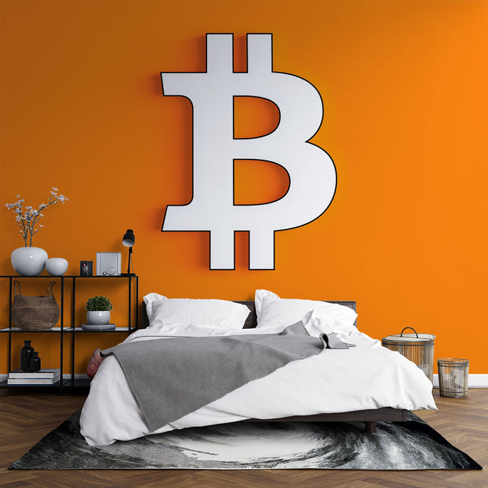 Papier peint Bitcoin | Logo Bitcoin sur fond orange