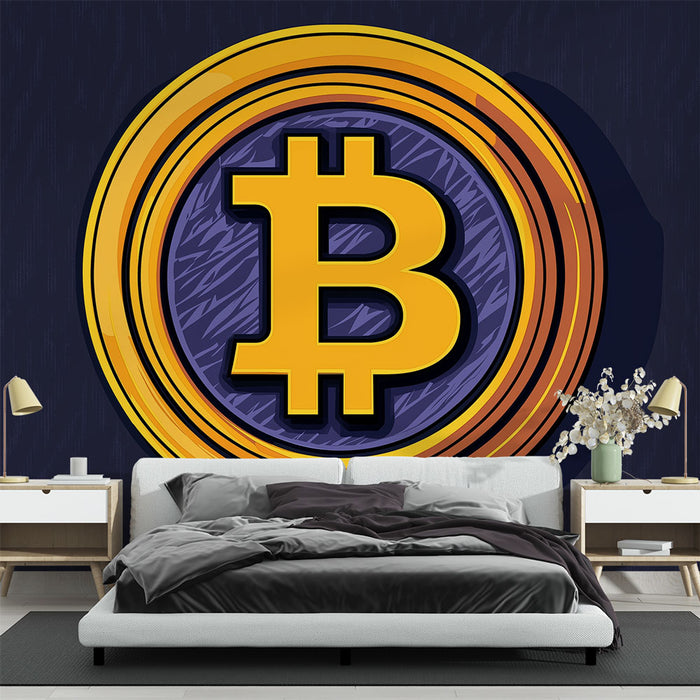 Papier peint Bitcoin | Logo stylisé de Bitcoin sur fond foncé