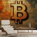 Papier peint moderne avec motif Bitcoin inspiré de la crypto-monnaie pour bureau contemporain