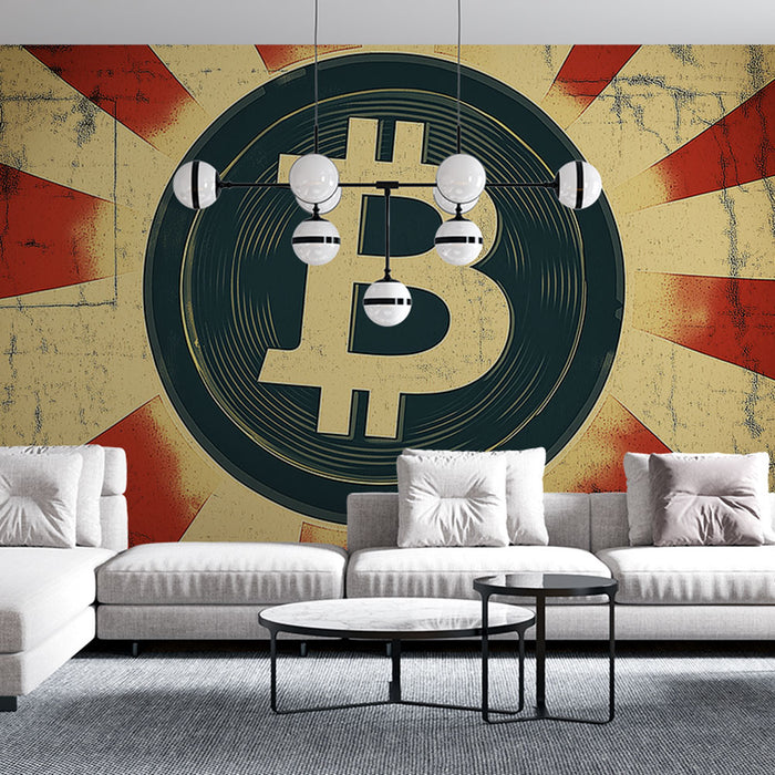 Papier peint Bitcoin | Motif vintage symbolisant la cryptomonnaie