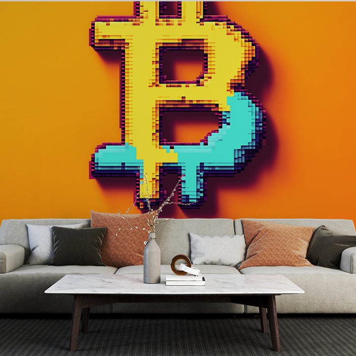 Papier peint bitcoin | Symbole Bitcoin stylisé sur fond orange