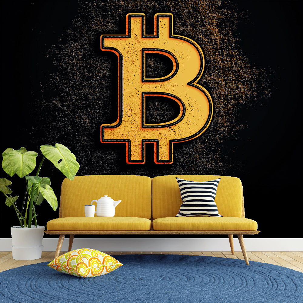 Papier peint Bitcoin | Symbole emblématique du Bitcoin en or sur fond —  LePapierPeint