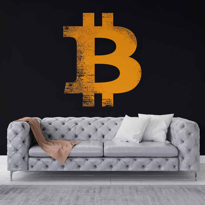 Papier peint bitcoin | Symbole stylisé du bitcoin en orange sur fond noir