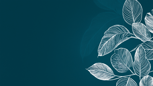 Papier peint bleu canard avec feuillage Feuilles blanches élégantes sur fond bleu profond