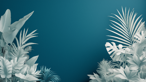 Papier peint bleu canard Feuillage tropical en relief