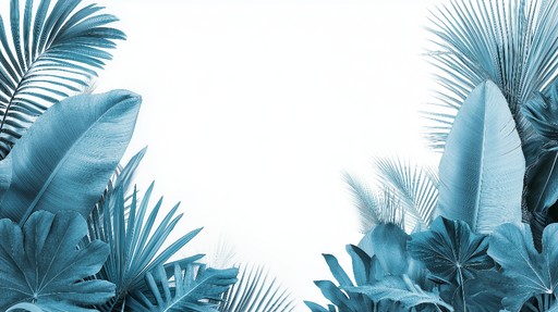 Papier peint bleu canard Feuillage tropical exotique
