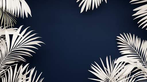 Papier peint bleu canard Feuilles blanches sur fond bleu profond