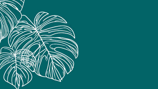 Papier peint bleu canard Feuilles de monstera au contour élégant