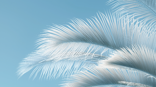 Papier peint bleu canard Feuilles de palmier élégantes sur fond bleu clair