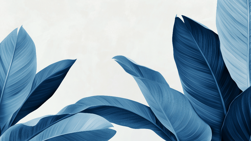 Papier peint bleu canard Feuilles élégantes dans des tons de bleu
