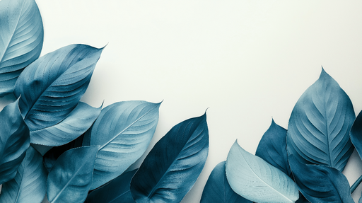 Papier peint bleu canard Feuilles élégantes en dégradé de bleu